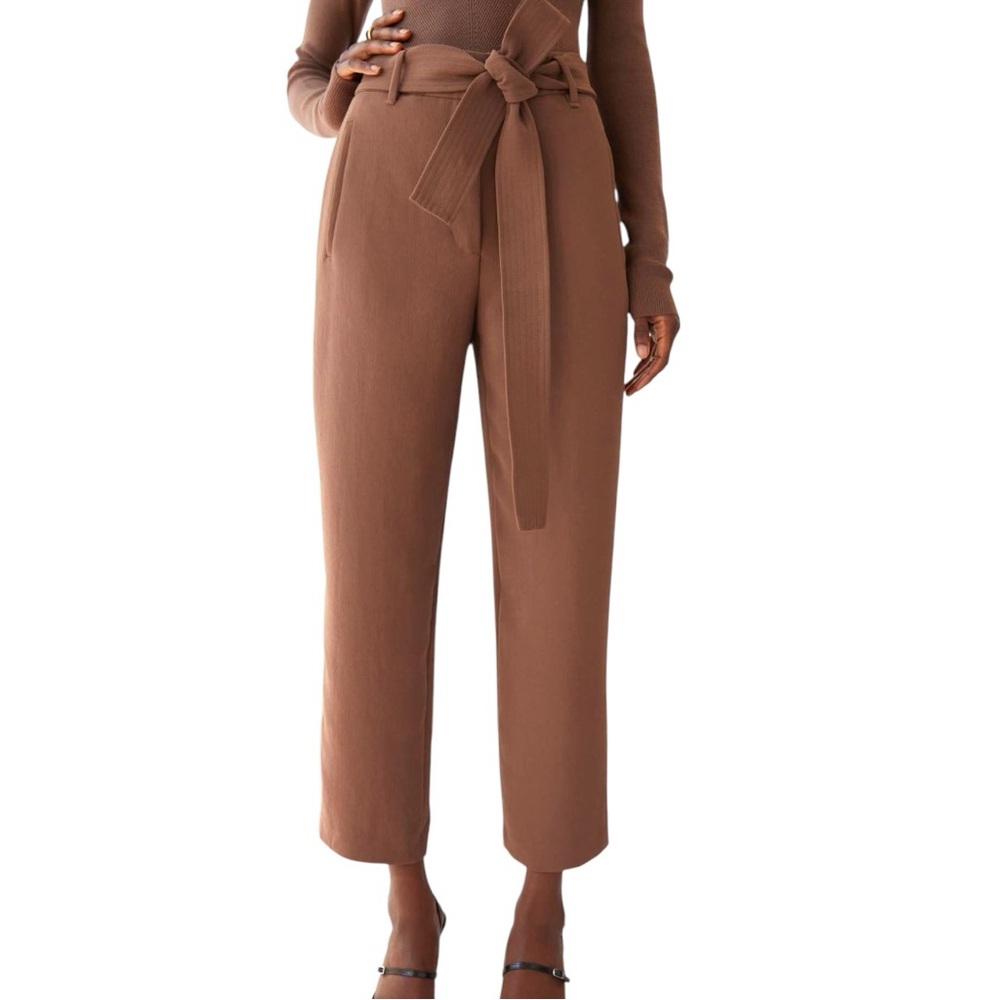 Aritzia Wilfred Tie-Front Pant in Caramelized Walnut